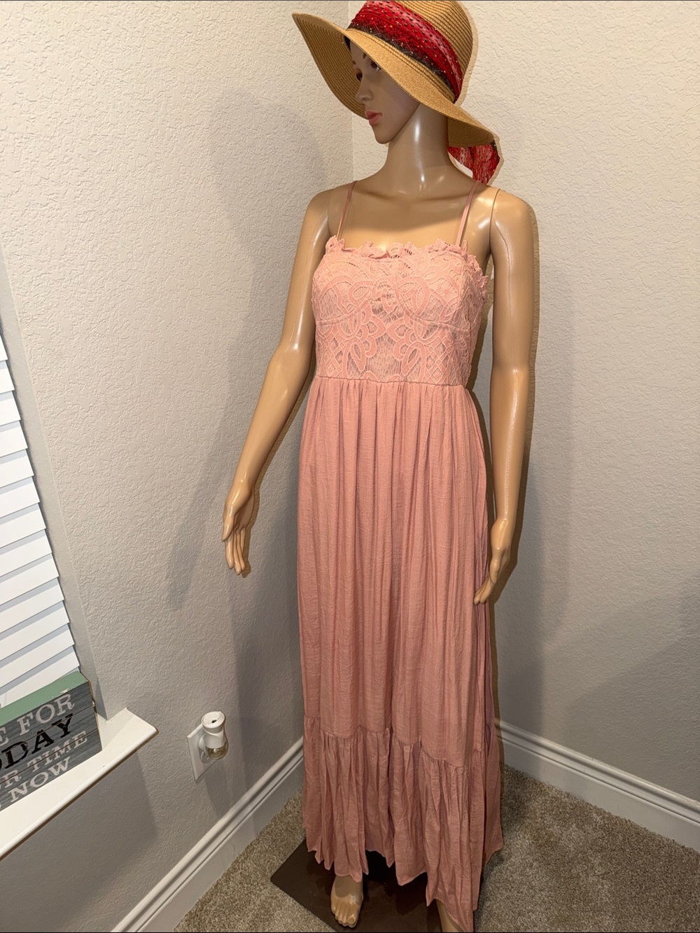 NWT MittoShop Pink Lace lined Bodice Maxi Dress